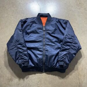 Sierra Pacific Jacket Mens Medium Blue Bomber Full Zip Insulated Orange Lined